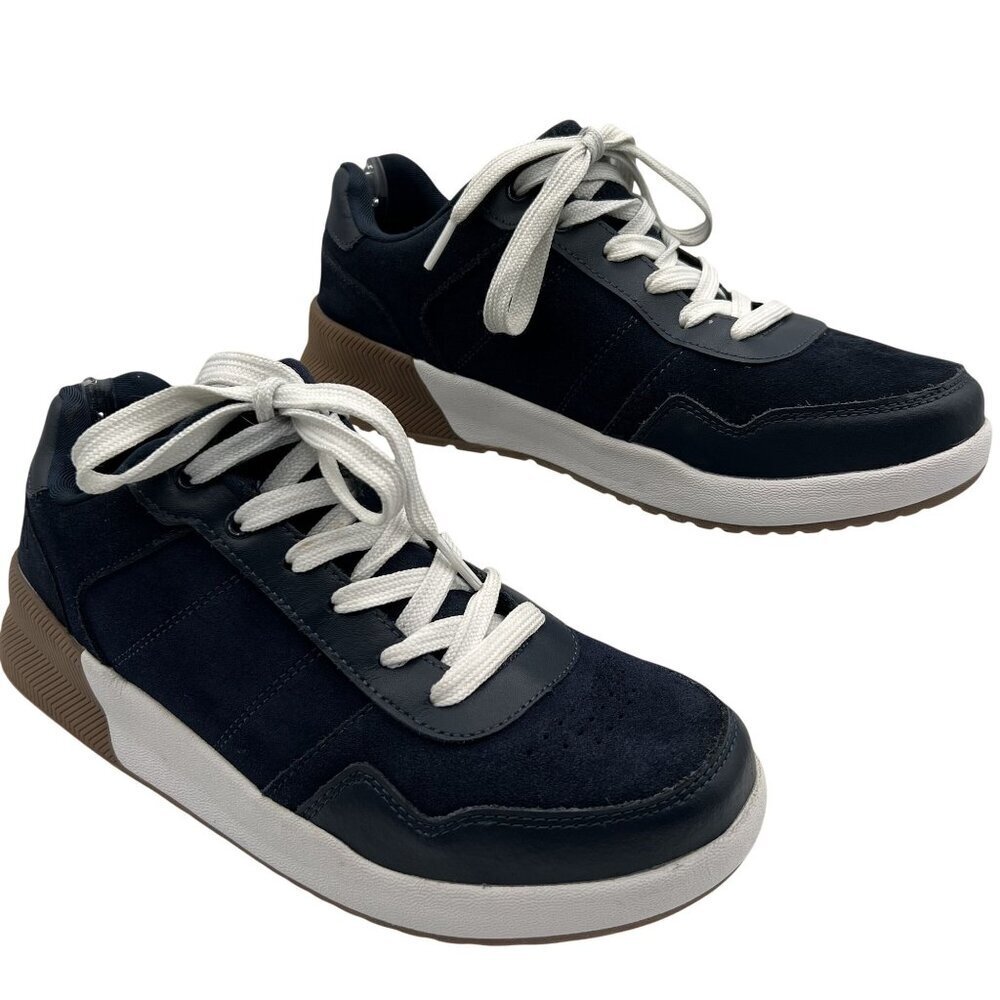Lands End Mens 9D Navy Suede Sneakers Modern Street Shoes Retro Soul Old Skool